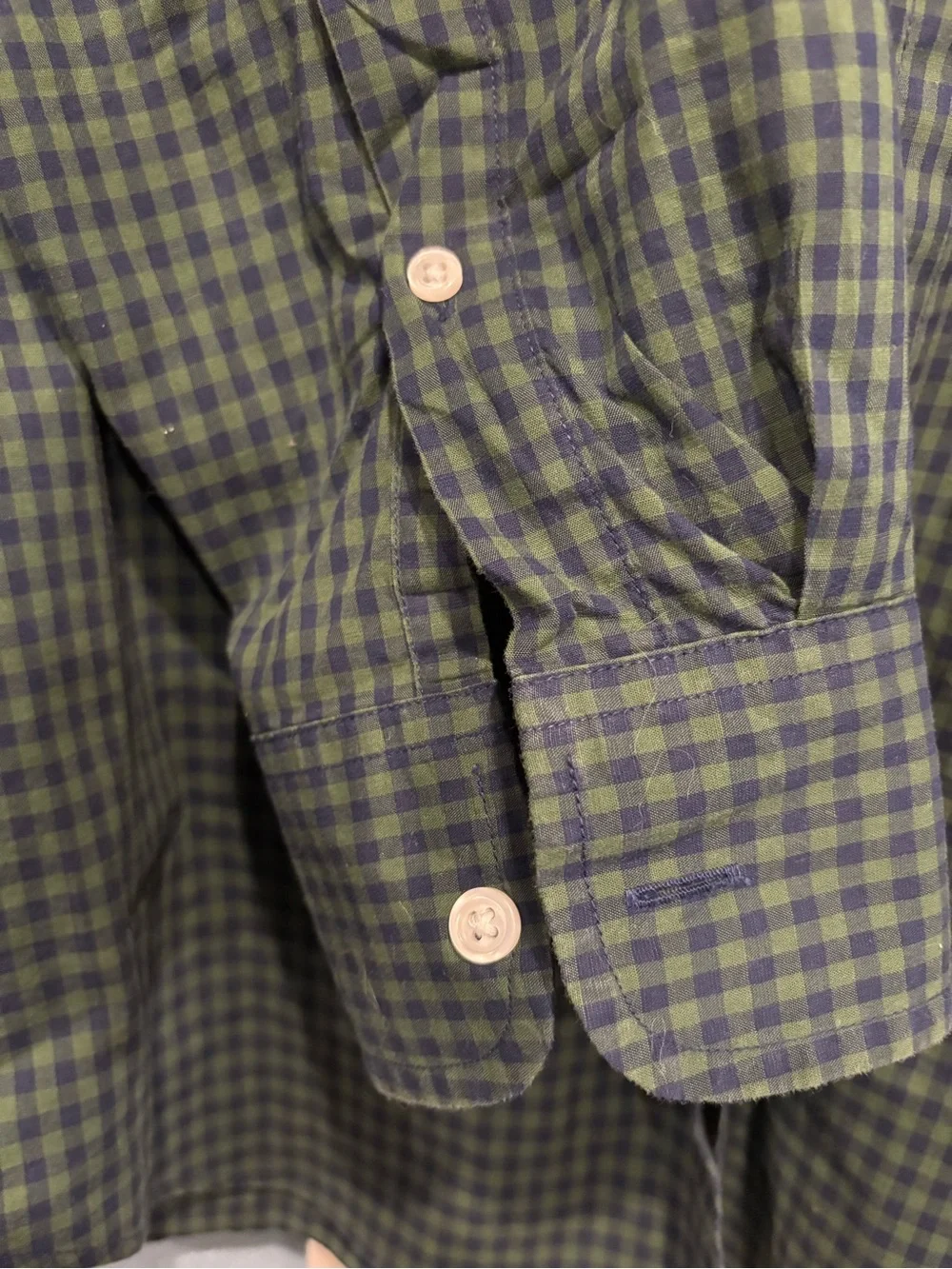 J. Crew Green and Navy Gingham Button-Down Shirt